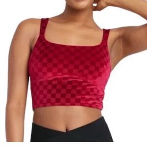 Women's Red Checkered Crop Top